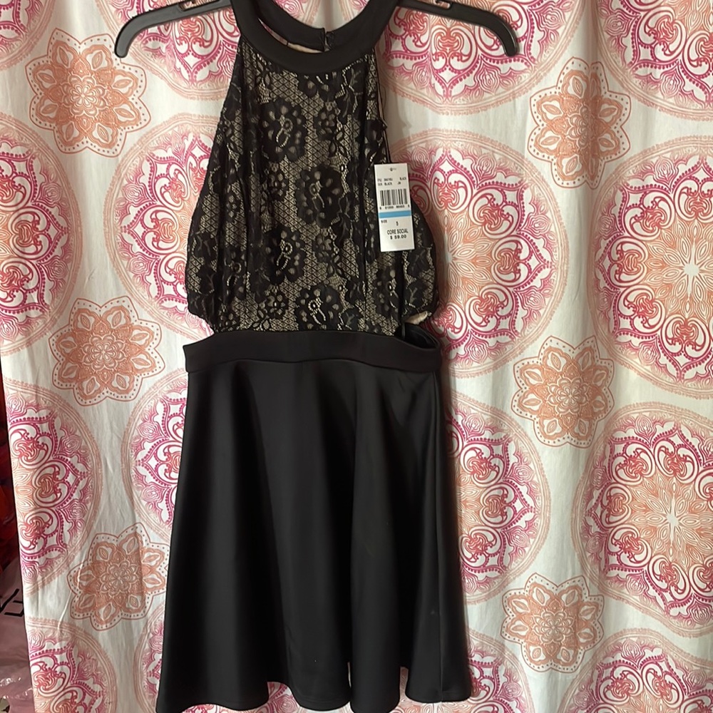 Black Lace Cut Out Dress
